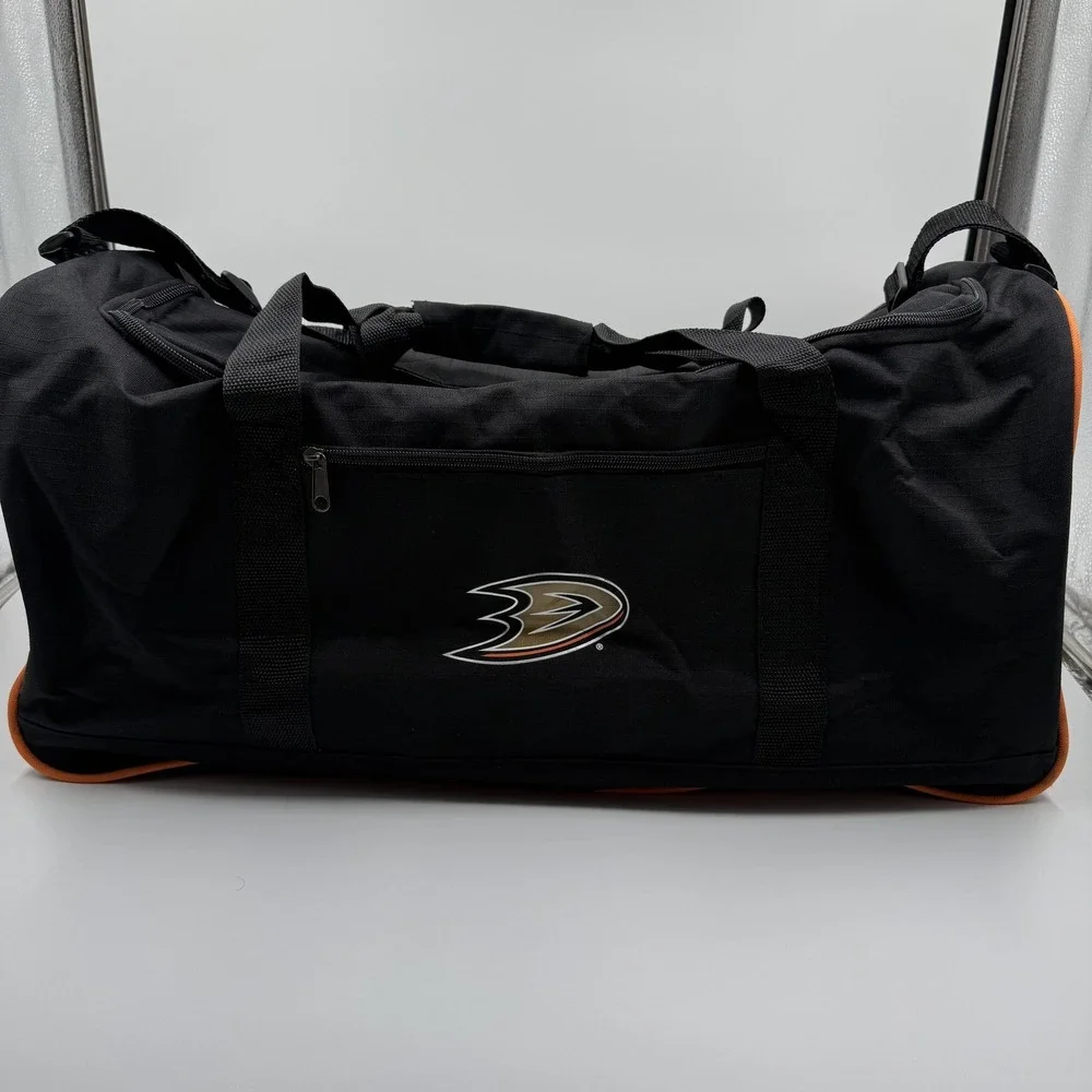 Vintage Anaheim Ducks Duffle Gym Bag Black NHL Hockey Die Hards Booster Club